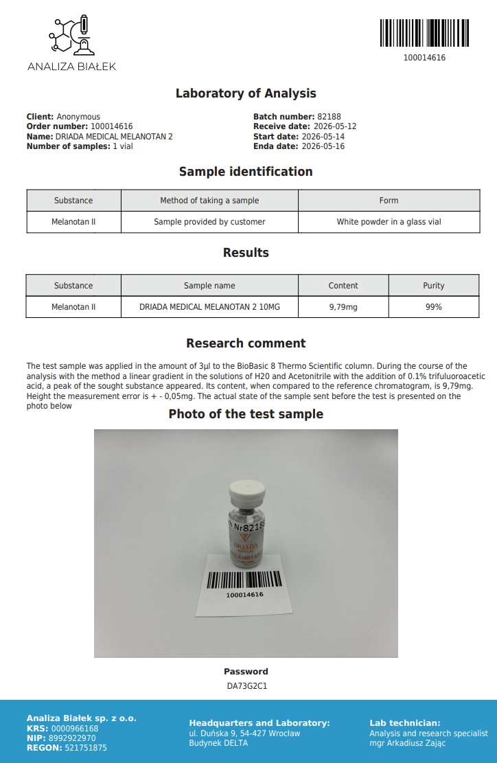 Melanotan 2 10mg — informação